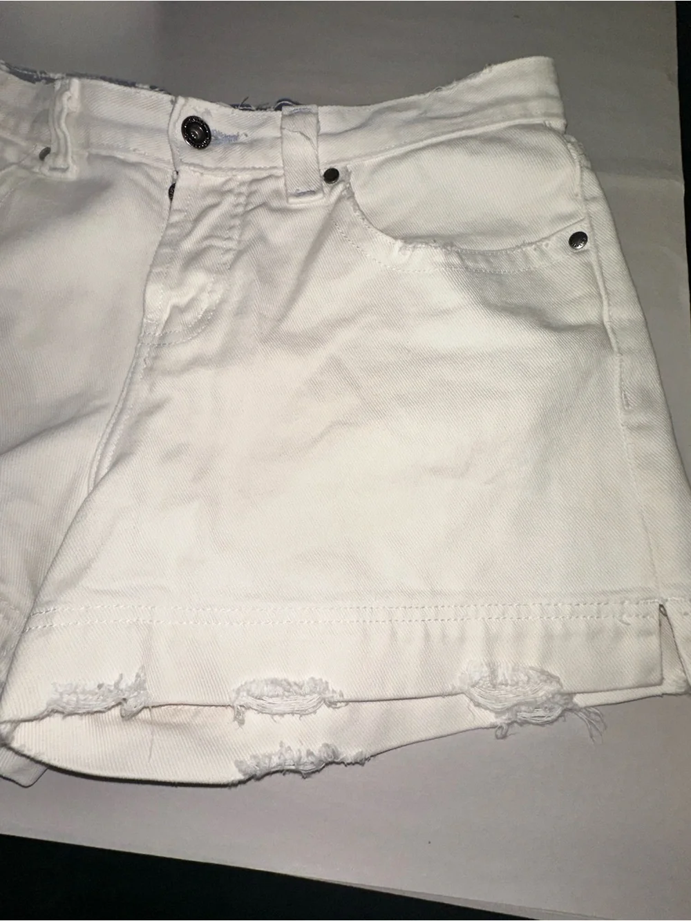 Hydraulic White Denim Distressed Shorts